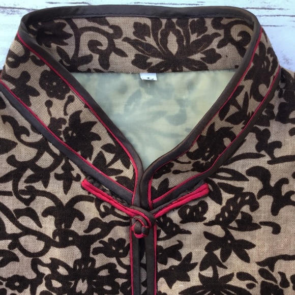 Asian Inspired Print Jacket with Mandarin Collar - Picture 6 of 6